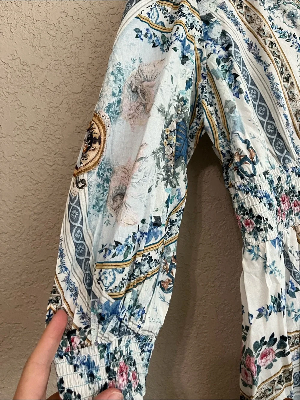 Milla by Camilla Girls Shirred Waist Maxi Dress Blue Floral Embellished Sz 12